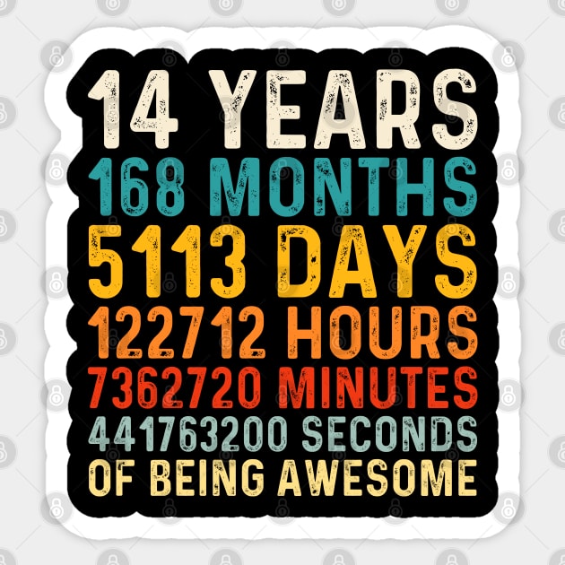 14 Years old of Being Awesome, 14th Birthday Gift Vintage Sticker by DragonTees